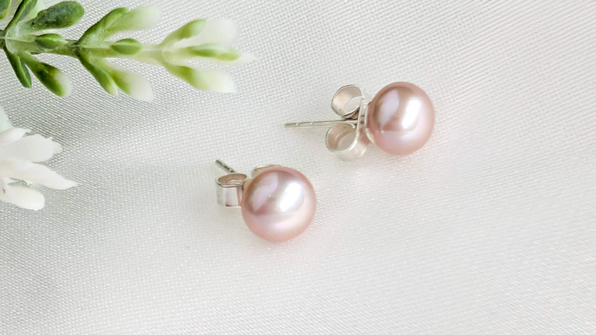 pink pearl stud earrings