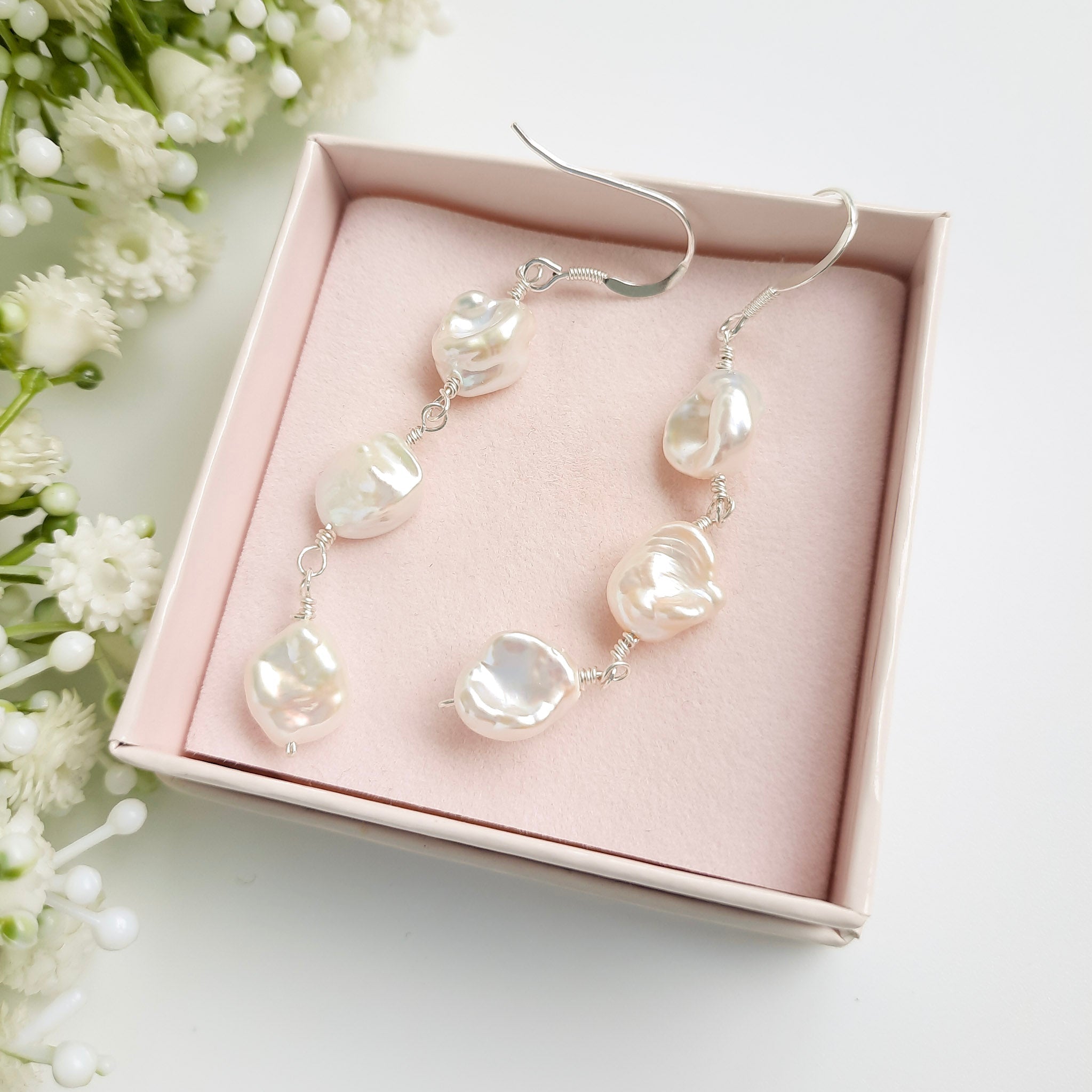 Silver Keshi Pearl earrings
