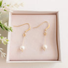 Contemporary Pearl & Gold Drop Earrings