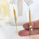 Gold chain earrings with pearls