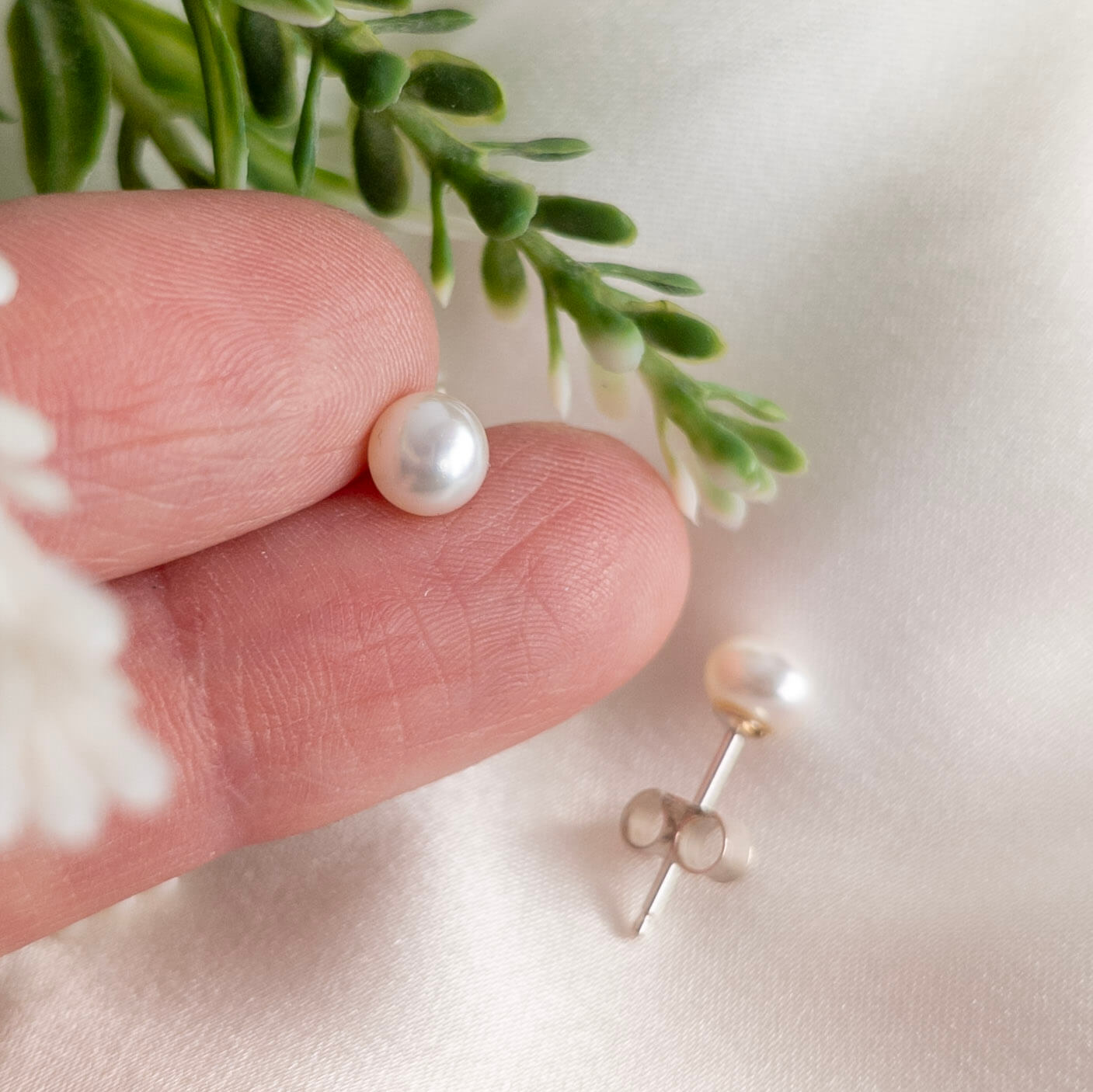Pearl button Studs Earrings