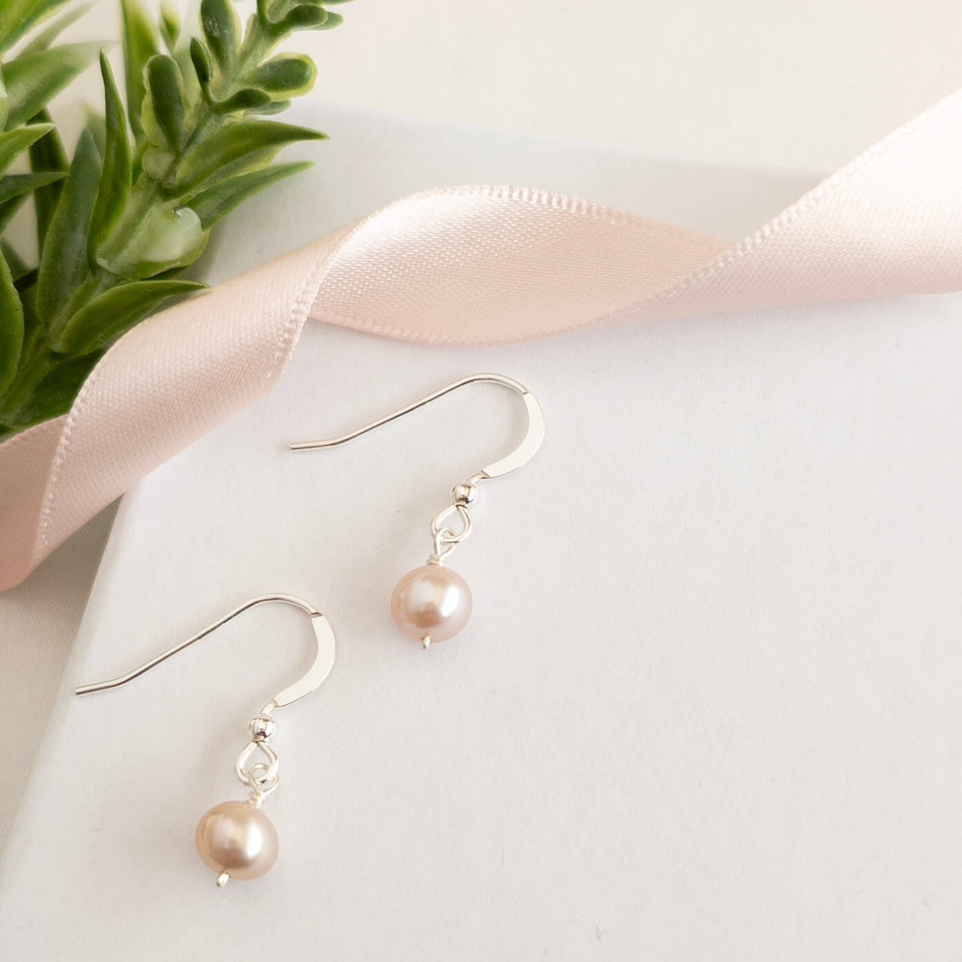 Pink Pearl Drop Earrings