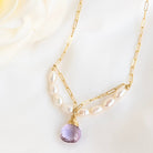 Pink amethyst and pearl pendant