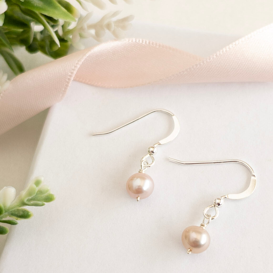 Pink Pearl Drop Earrings