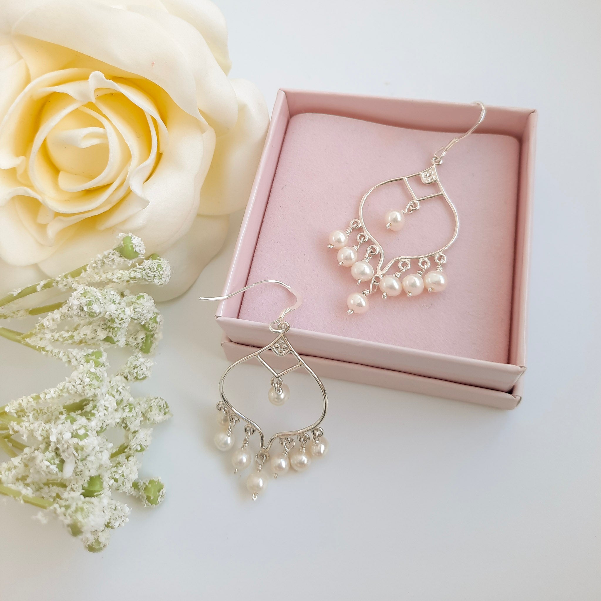 Statement Pearl and silver Earrings