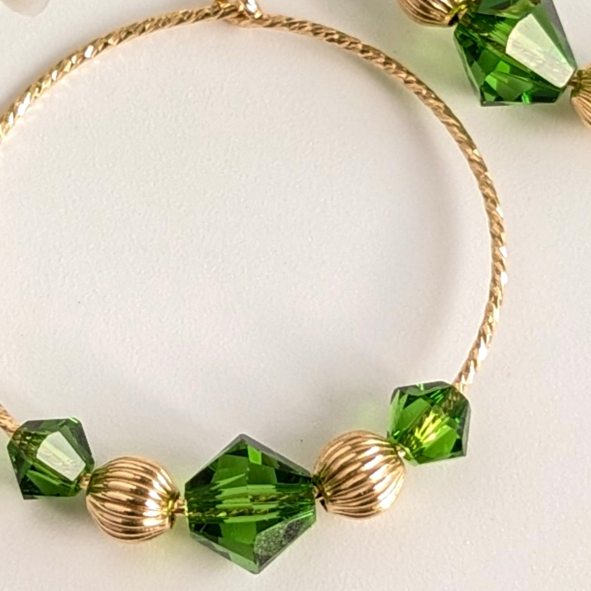 Green and Gold Hoop Earrings