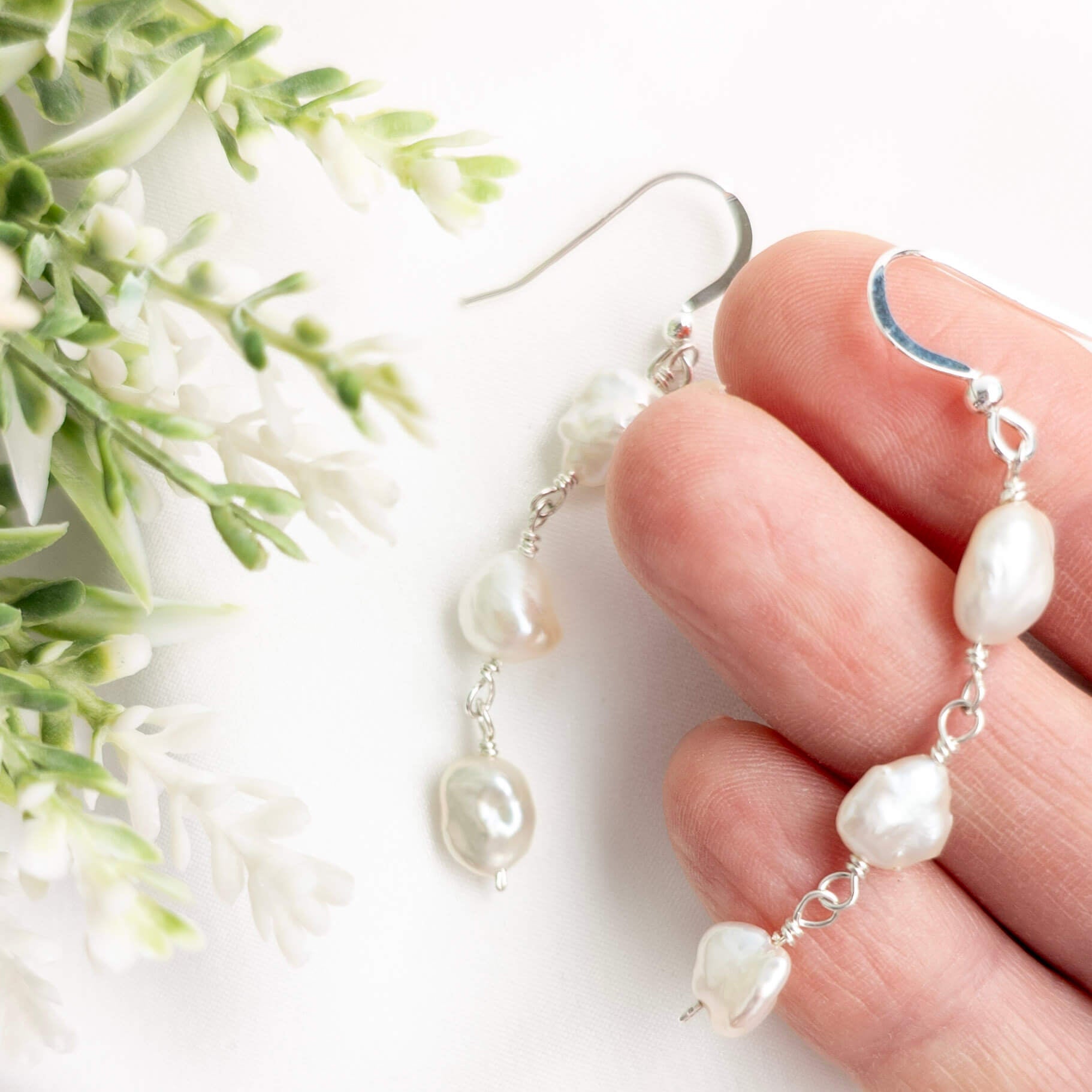 long drop keshi pearl earrings