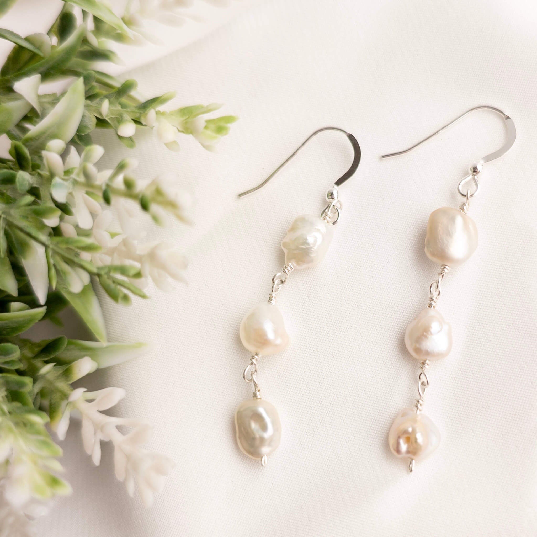 long drop keshi pearl earrings