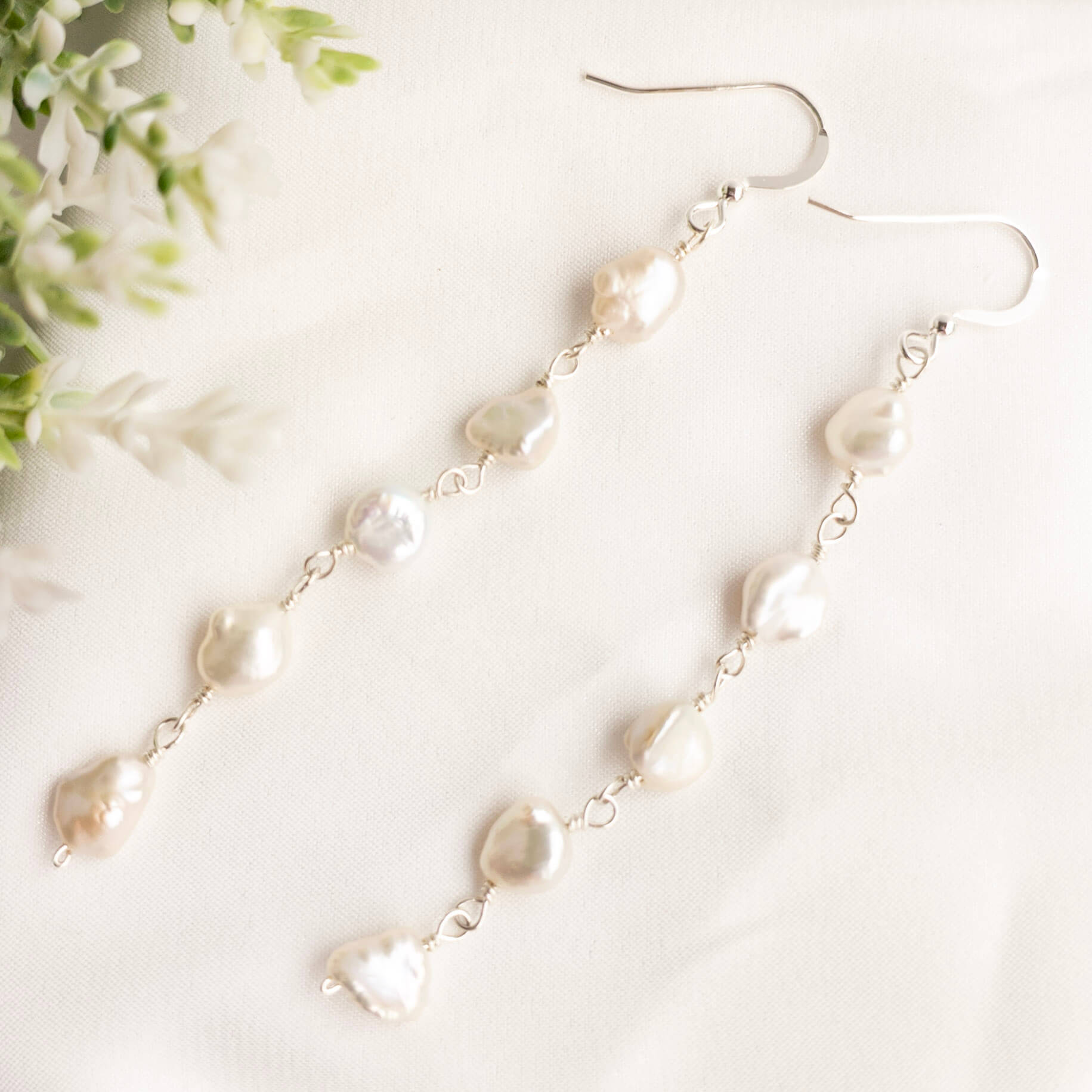 long drop keshi pearl earrings