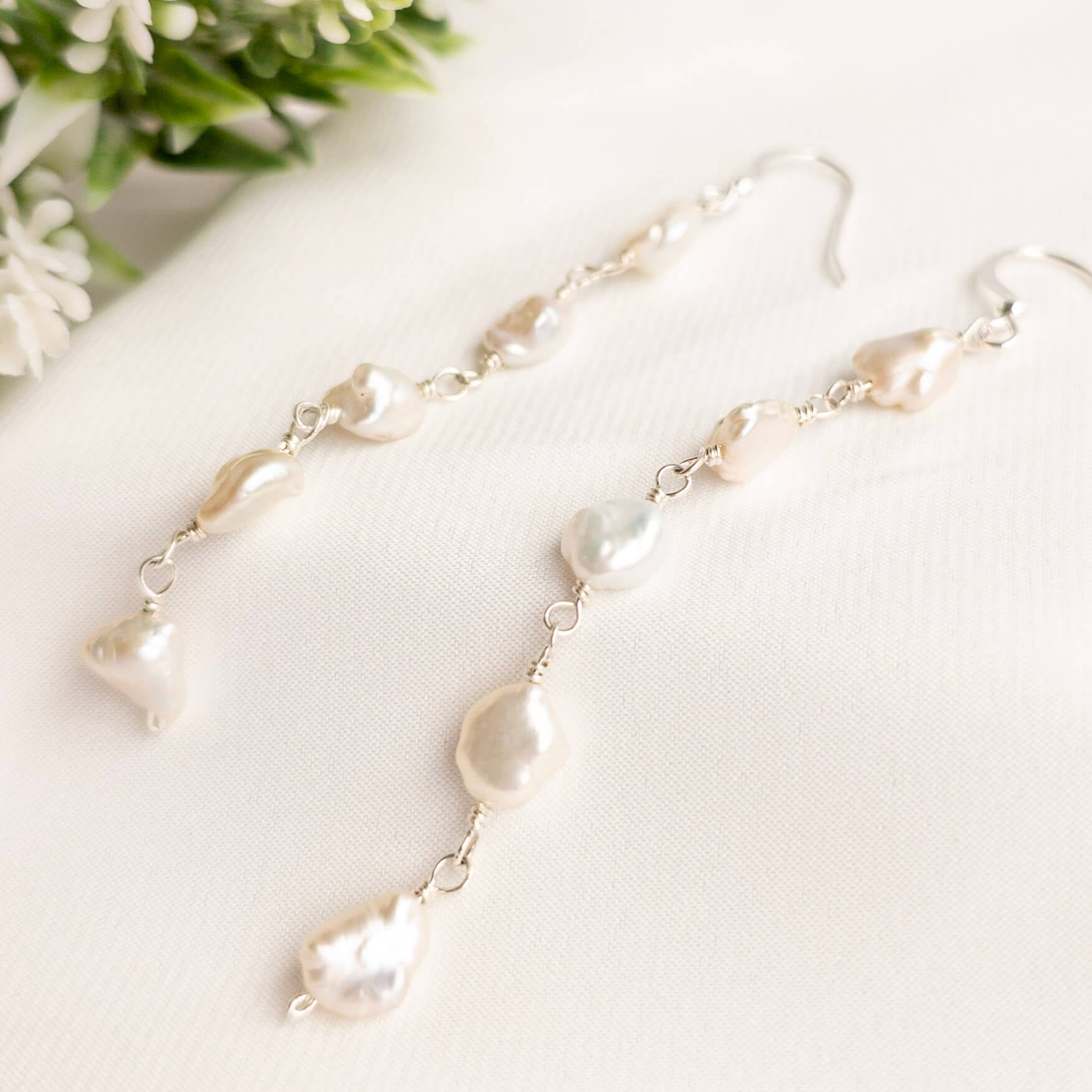 long drop keshi pearl earrings