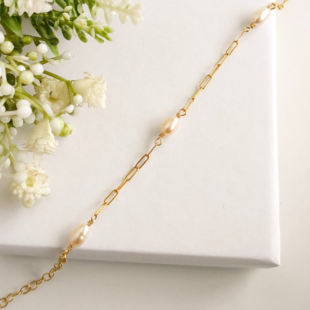 Paperclip Chain and Pearl Bracelet