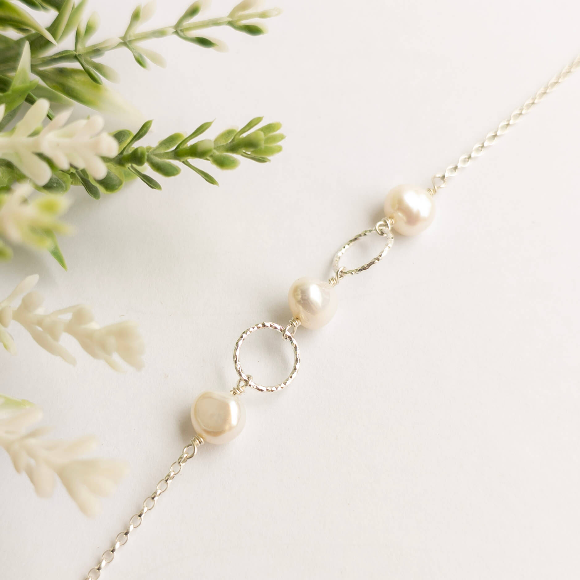Pearl and Hoop Silver Bracelet