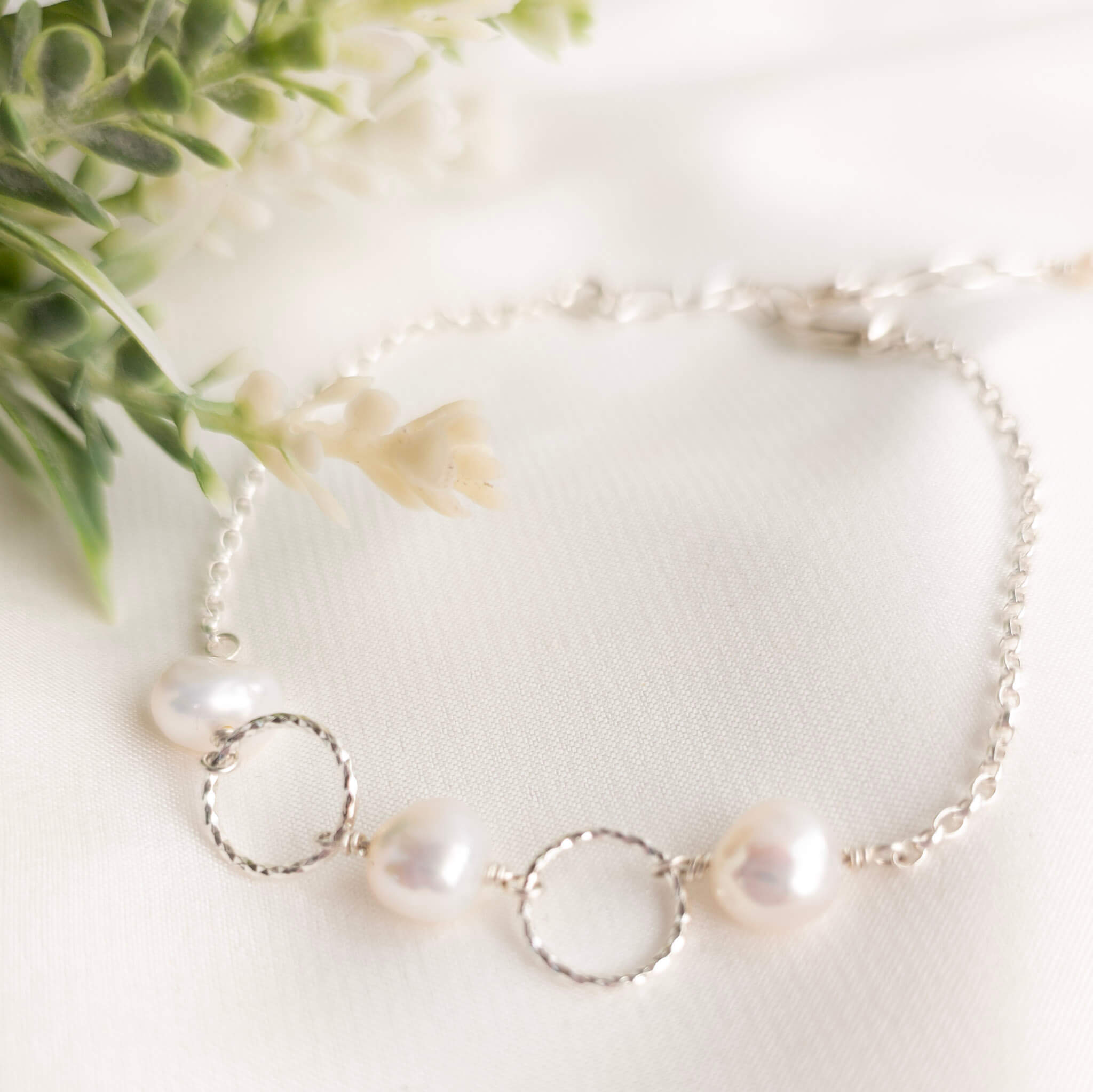 Pearl & Hoop Silver Bracelet
