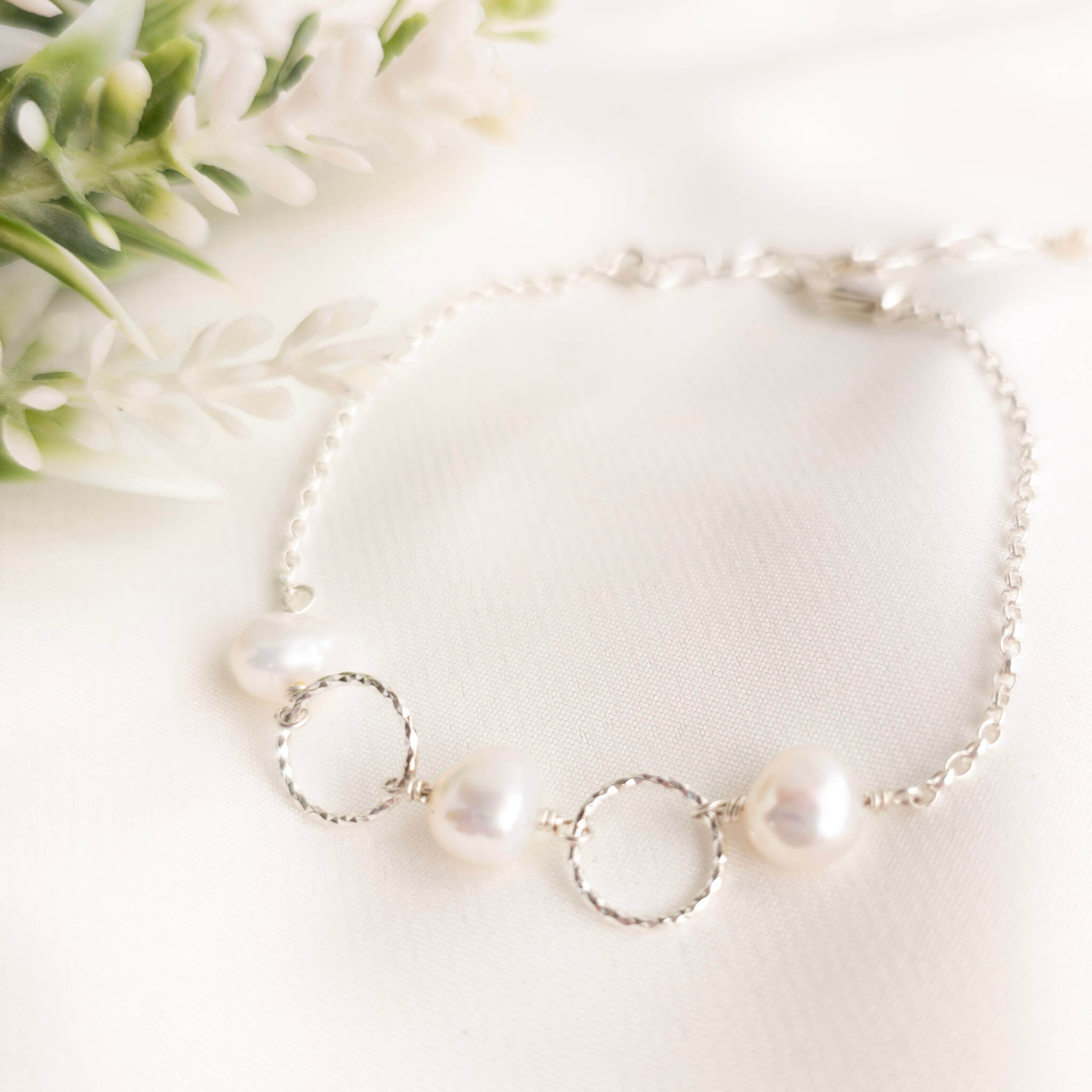 Pearl & Hoop Silver Bracelet