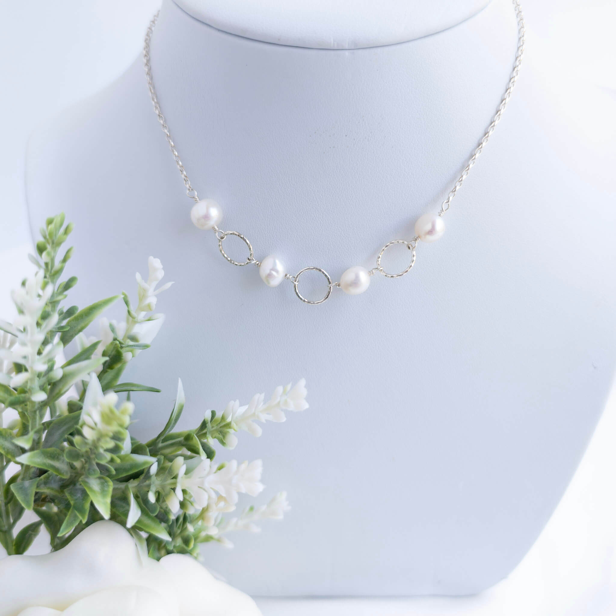 Pearl & Hoop Silver Necklace