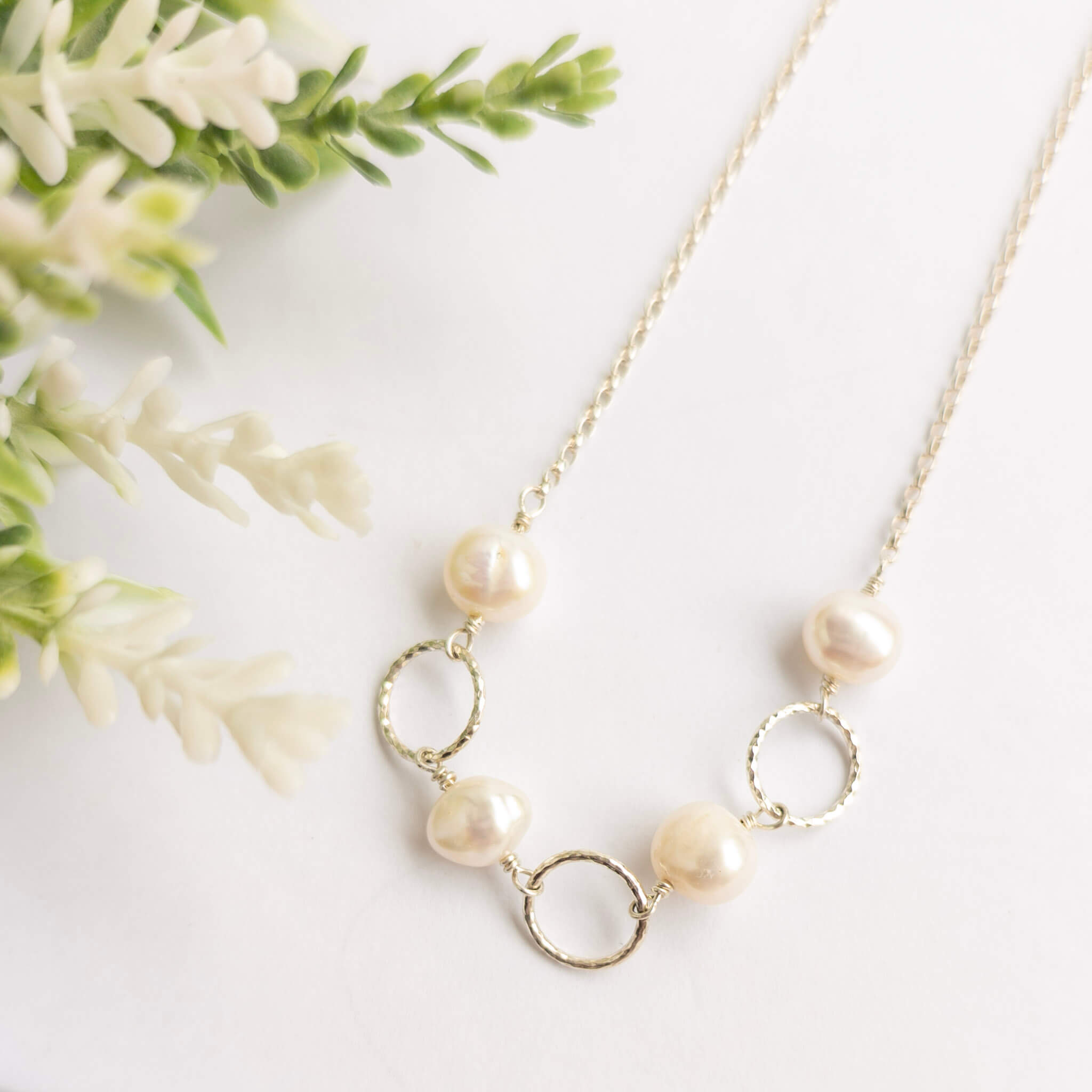 Pearl & Hoop Silver Necklace