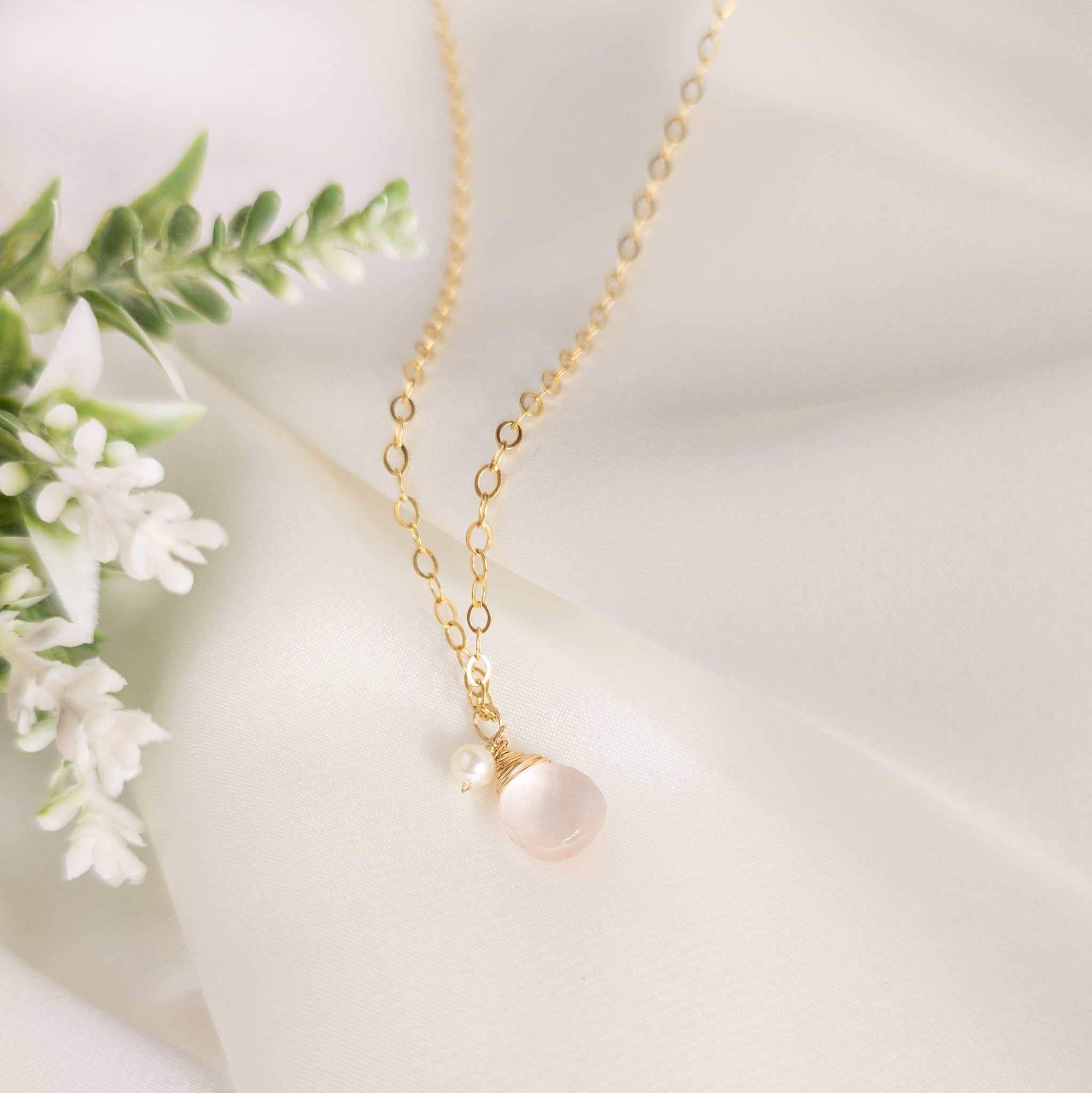 Rose Quartz & Pearl Pendant