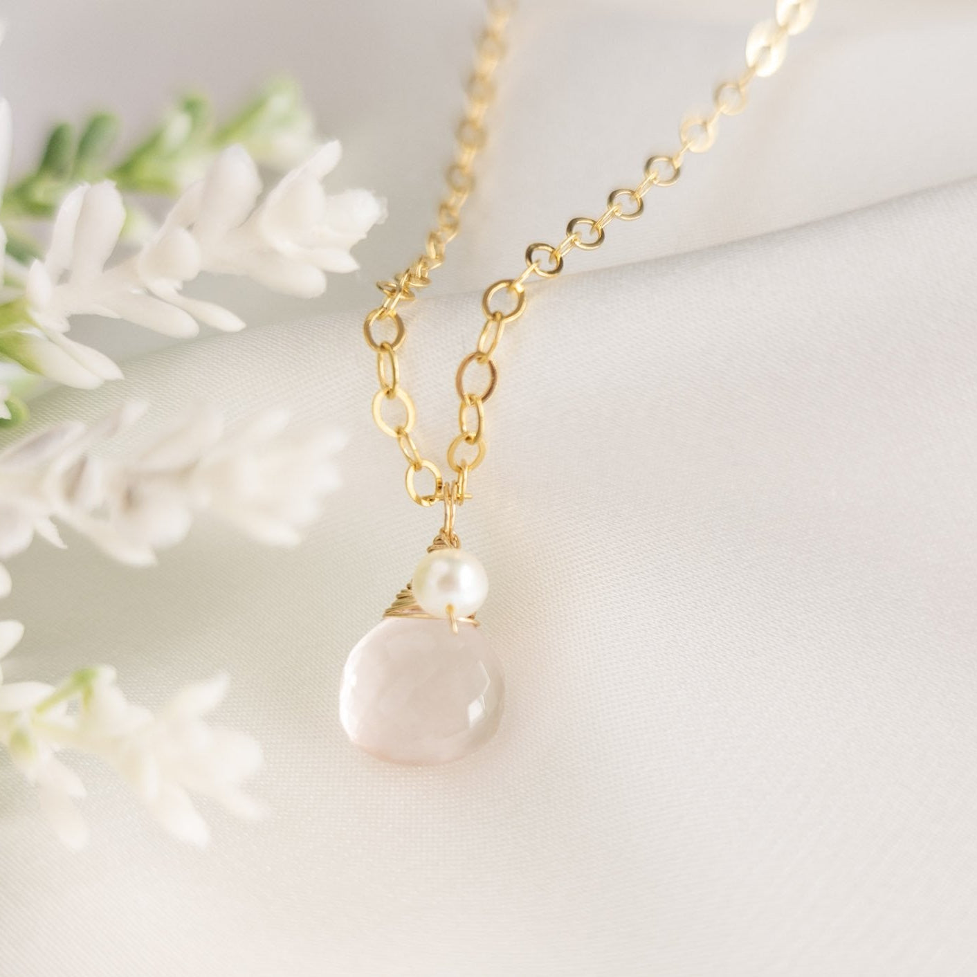 Rose Quartz & Pearl Pendant
