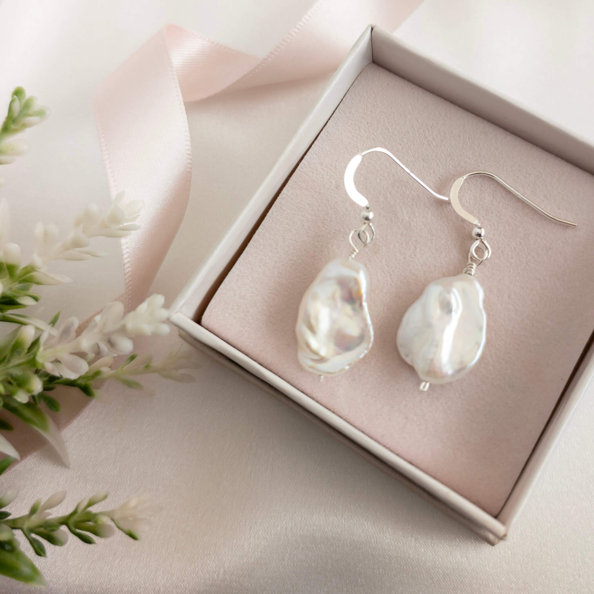 petal pearl drop earrings