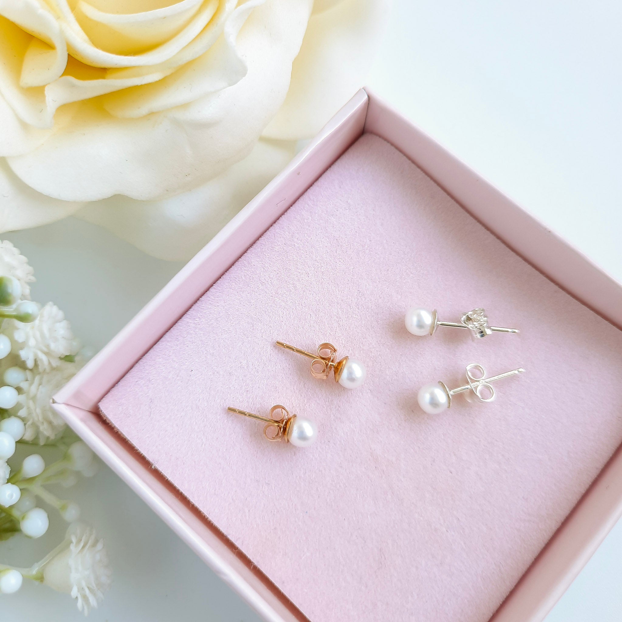pearl stud earrings
