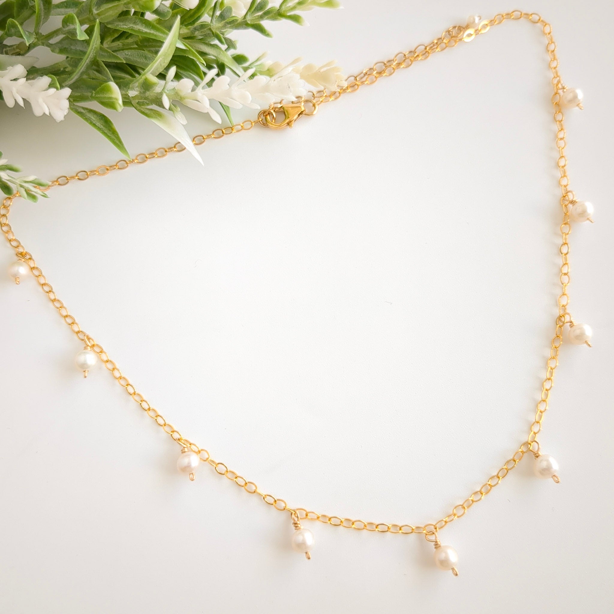 pearl and gold drop necklace