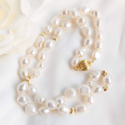 Baroque Pearl & Gold Beaded Necklace