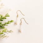 Contemporary Pearl & Gold Drop Earrings