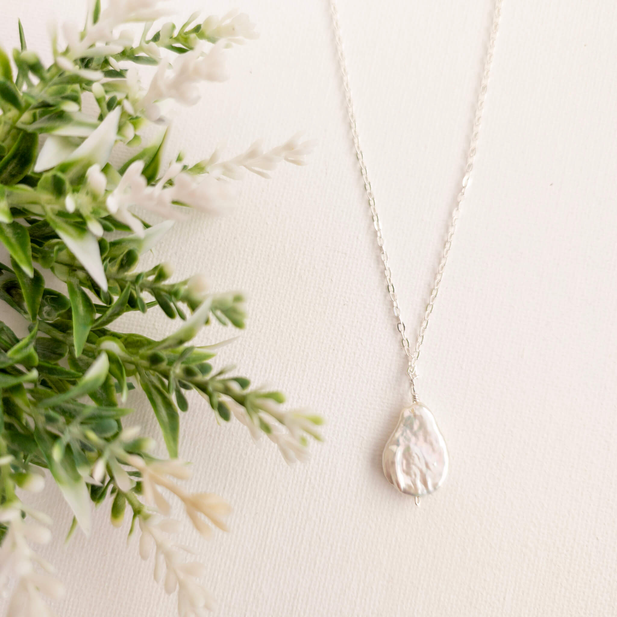 Flat Teardrop Pearl Pendant