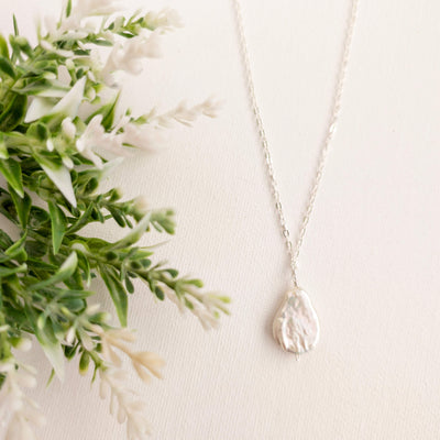 Flat Teardrop Pearl Pendant