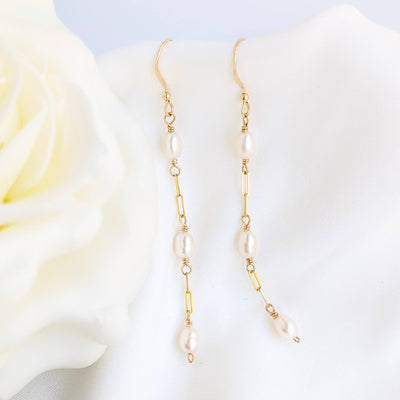 Paperclip Chain & Pearl Drop Earrings