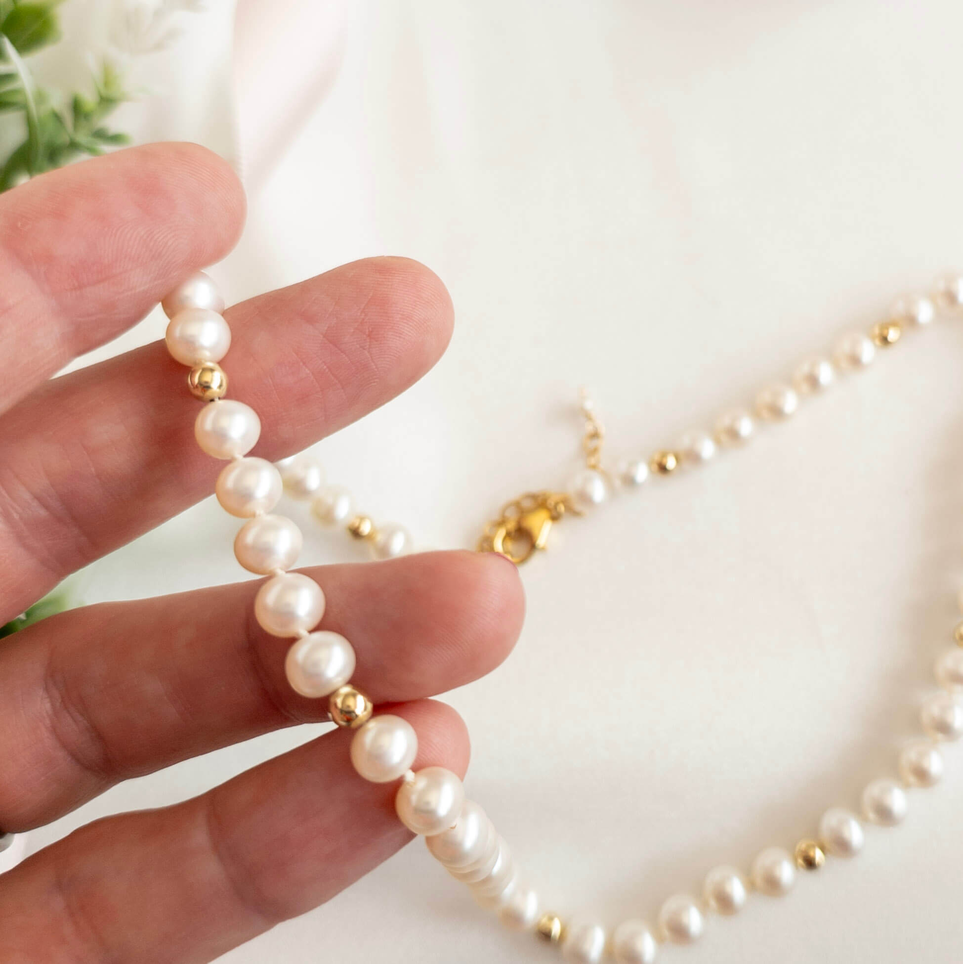 Pearl and Gold Beaded Necklace