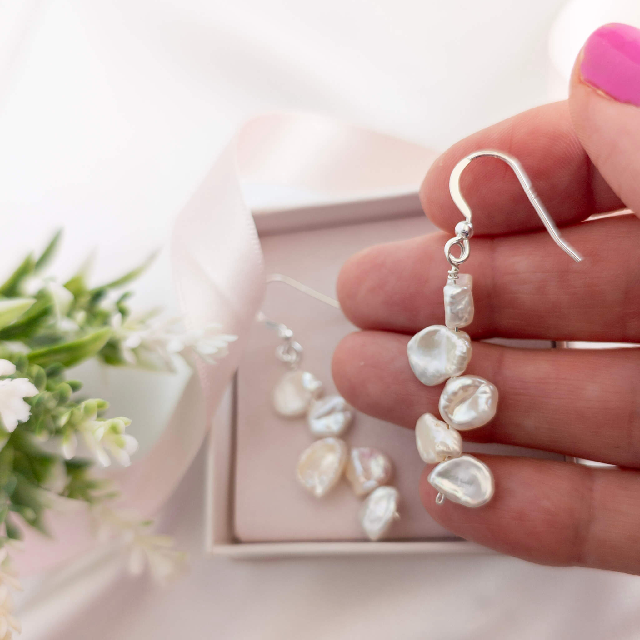Petal Pearl drop Earrings