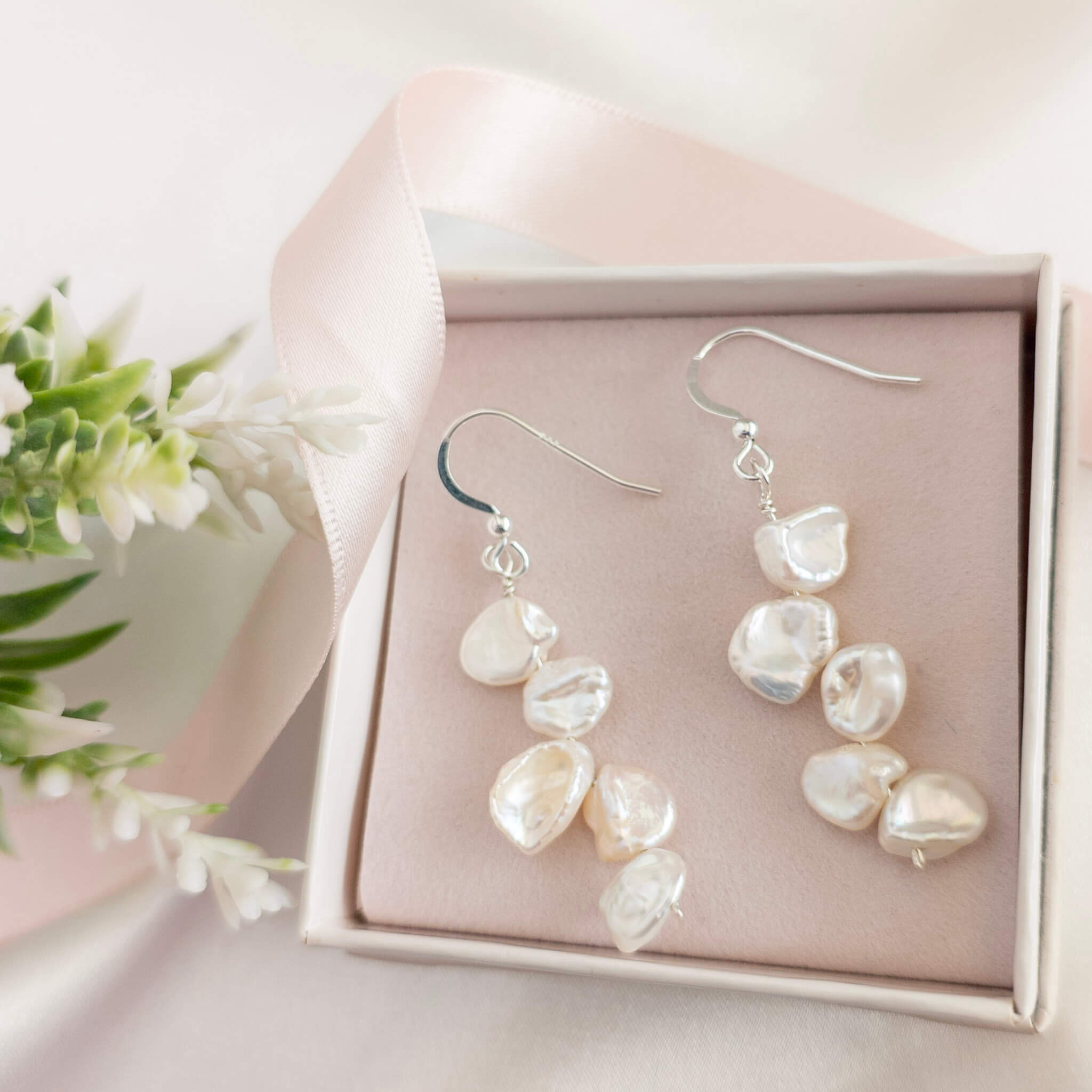 Petal Pearl drop Earrings