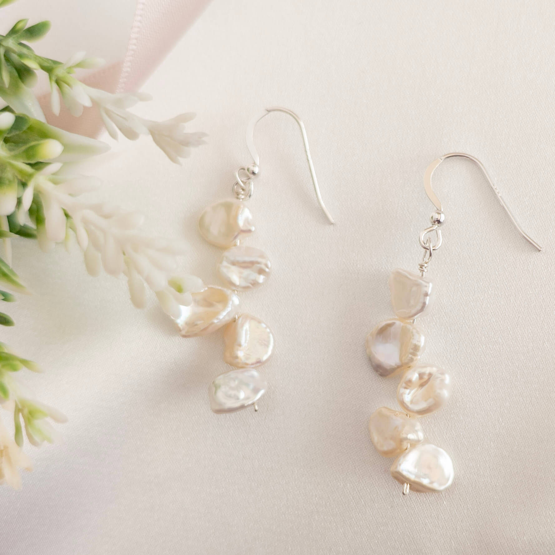 Petal Pearl drop Earrings