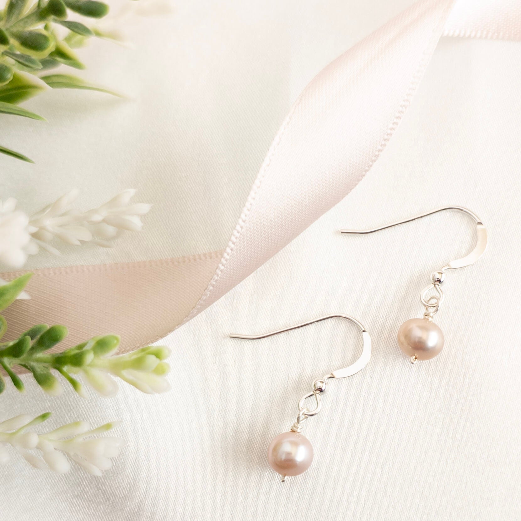 Pink Pearl Drop Earrings