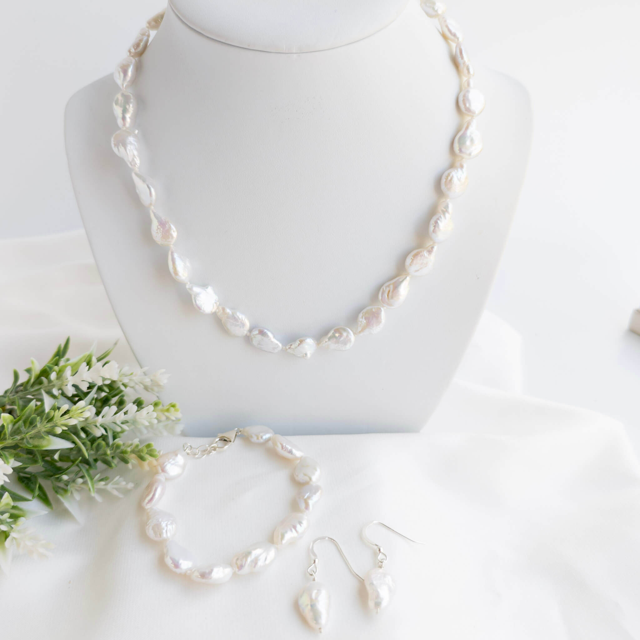 Baroque Coin Pearl Necklace Jewellery Set - Watermeadow Lane Jewellery