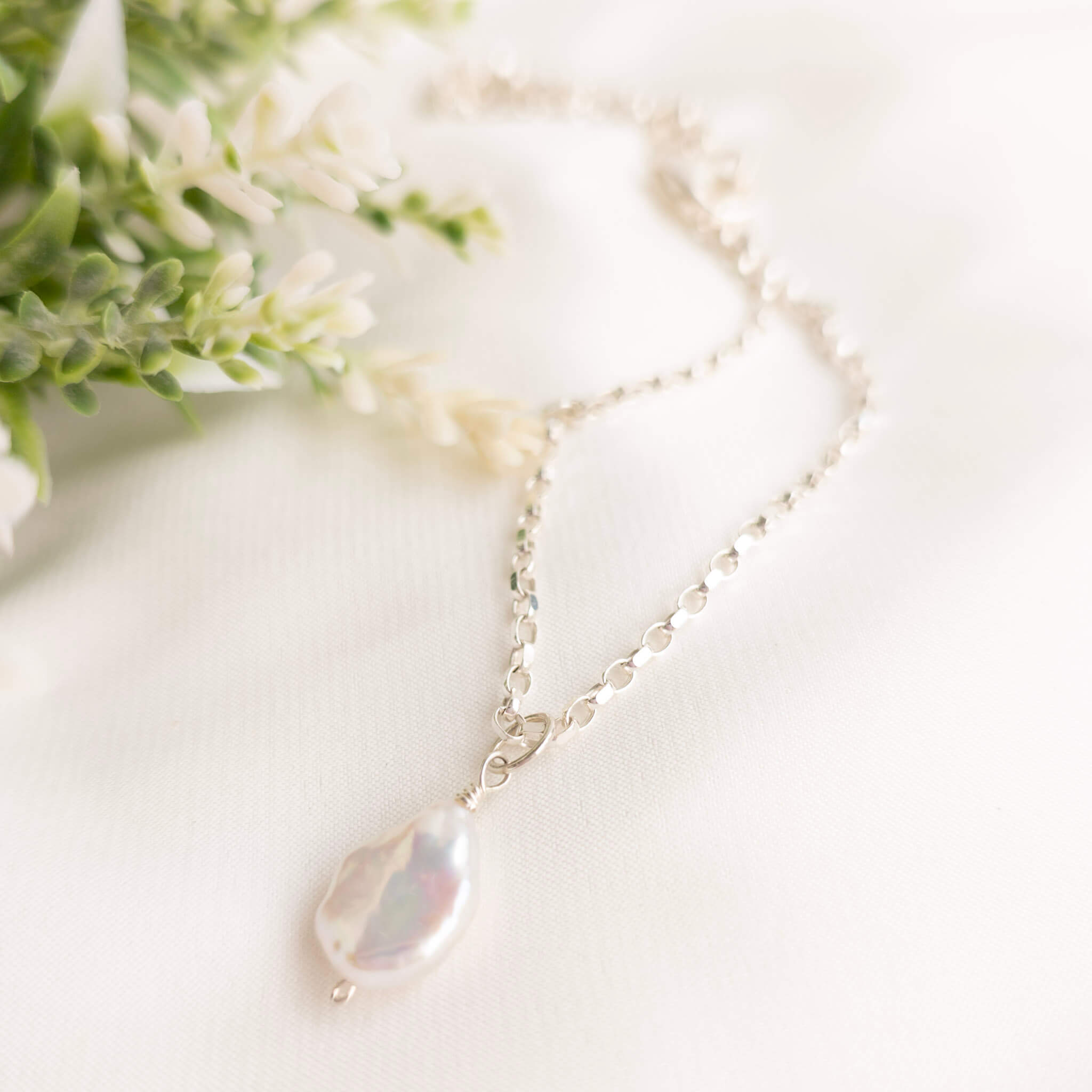 Baroque Coin Pearl Pendant - Watermeadow Lane Jewellery