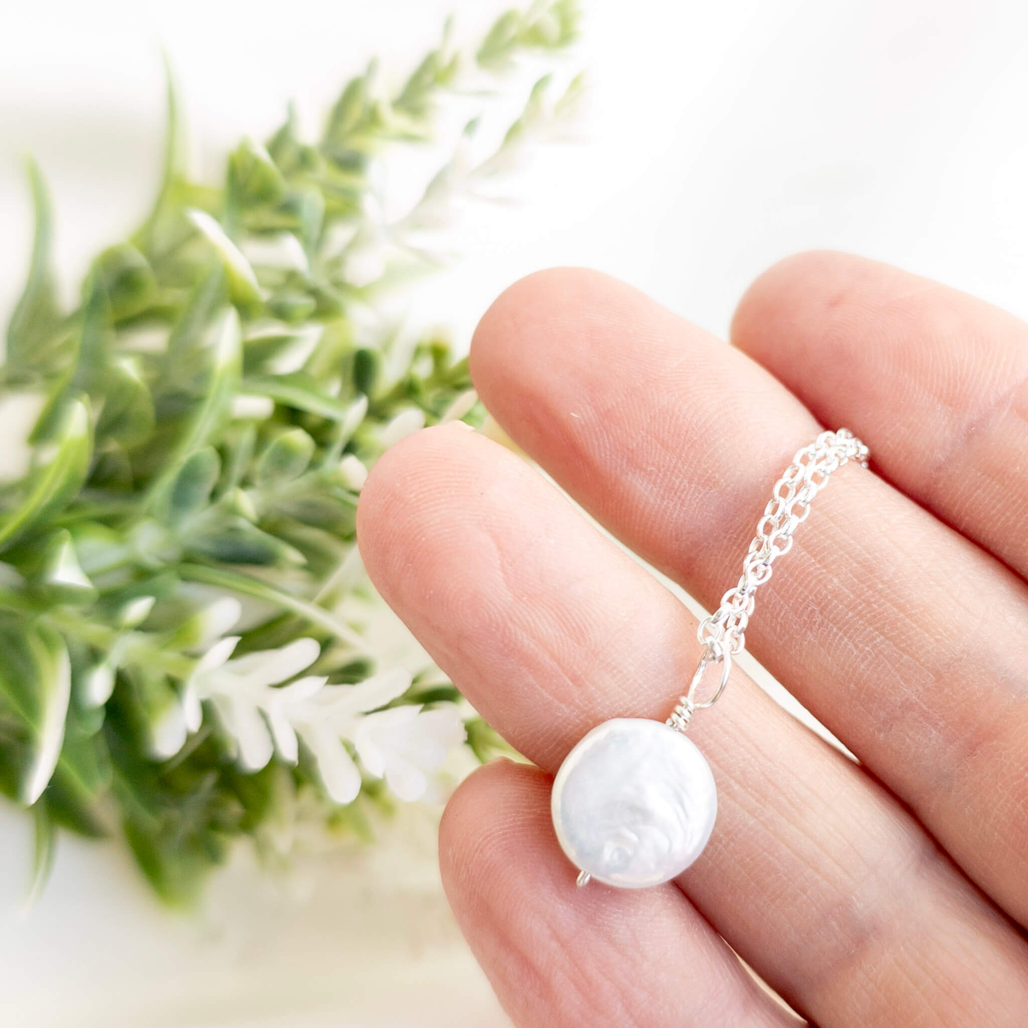 Coin Pearl Pendant - Watermeadow Lane Jewellery