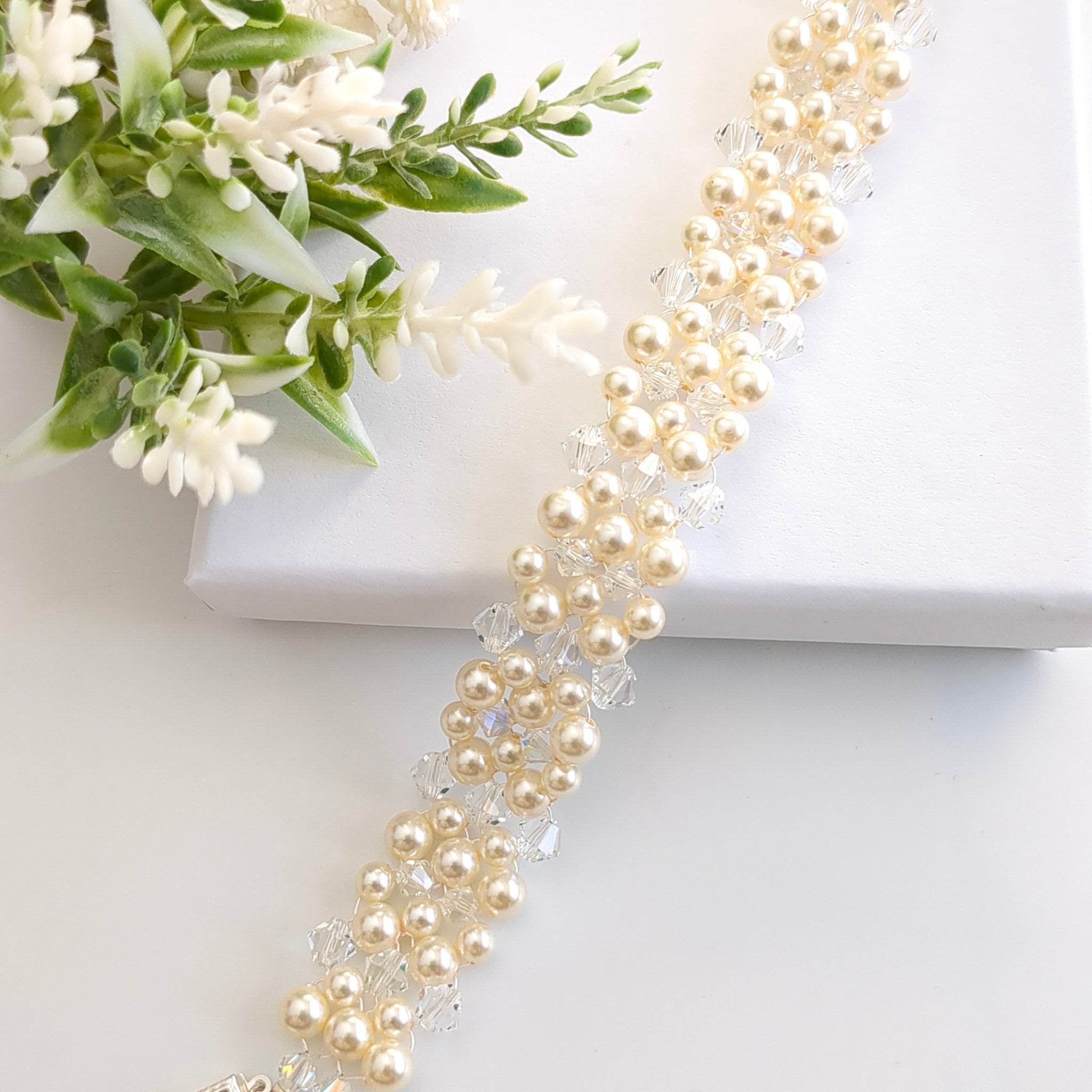 Cream & White Choker Bracelet - Watermeadow Lane Jewellery