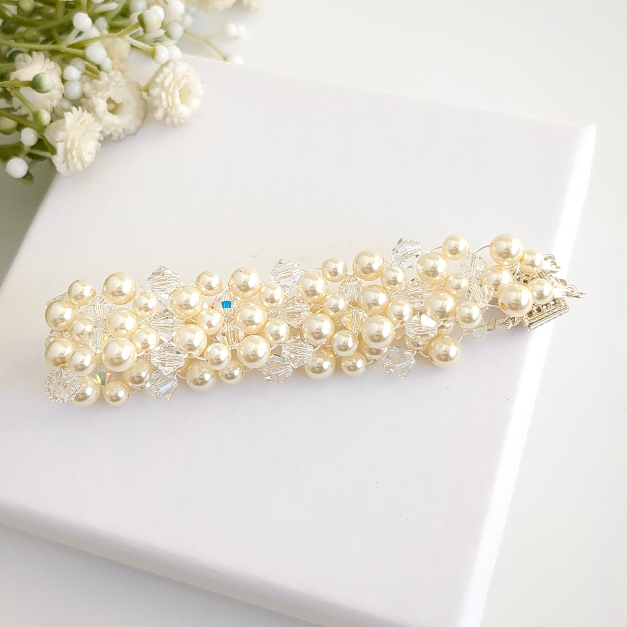 Cream & White Choker Bracelet - Watermeadow Lane Jewellery