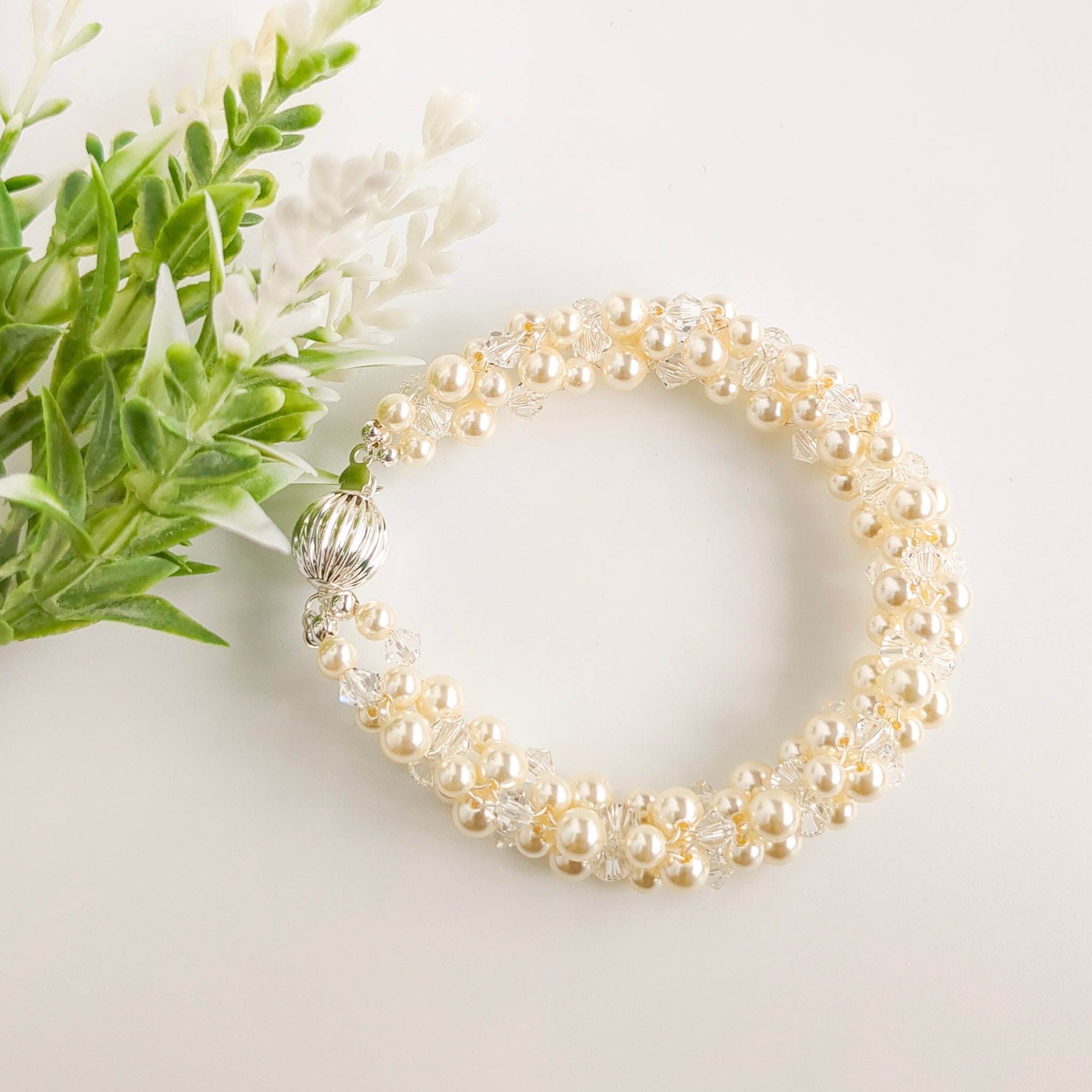 Cream & White Rope Pearl Bracelet - Watermeadow Lane Jewellery