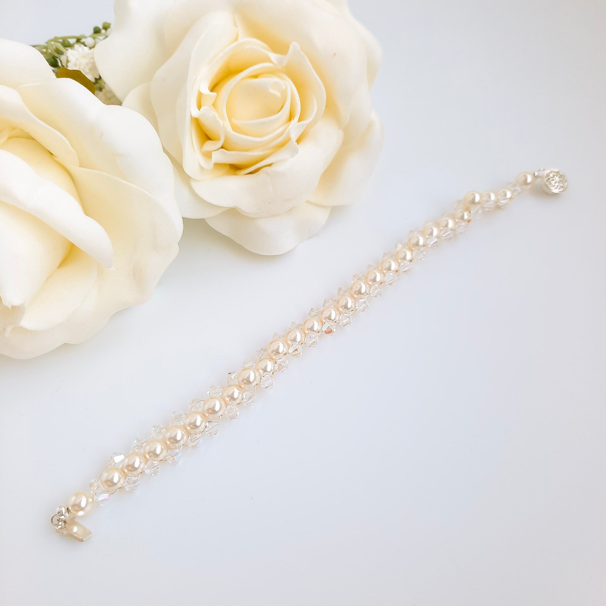 Crystal & Pearl Entwined Bracelet - Watermeadow Lane Jewellery