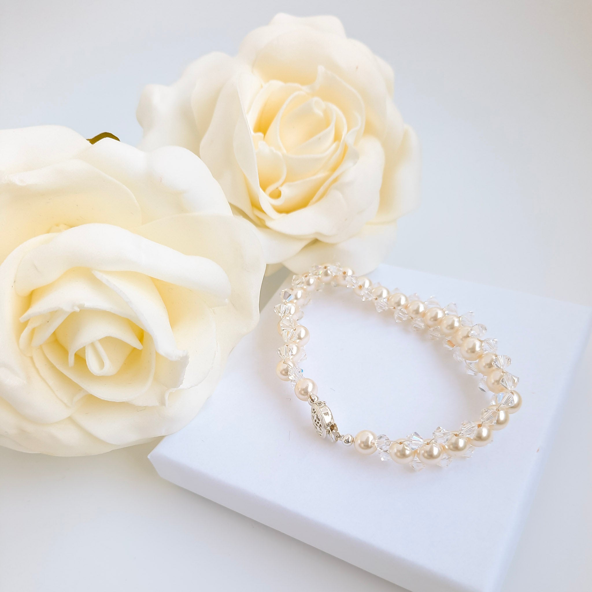 Crystal & Pearl Entwined Bracelet - Watermeadow Lane Jewellery