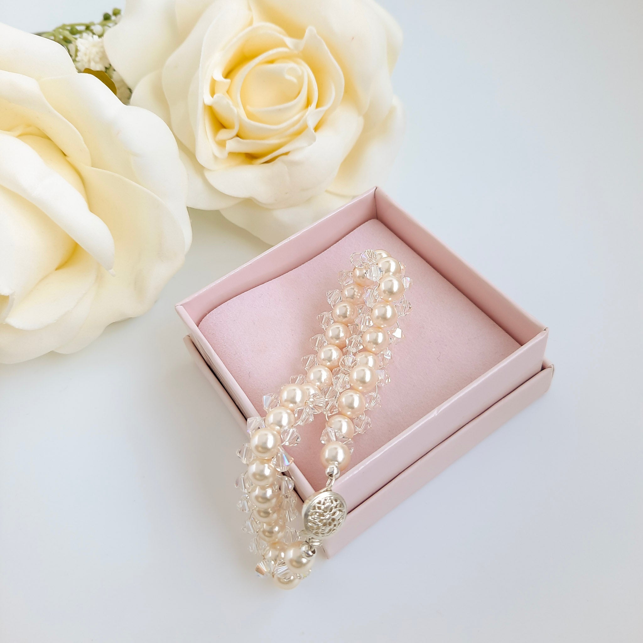 Crystal & Pearl Entwined Bracelet - Watermeadow Lane Jewellery