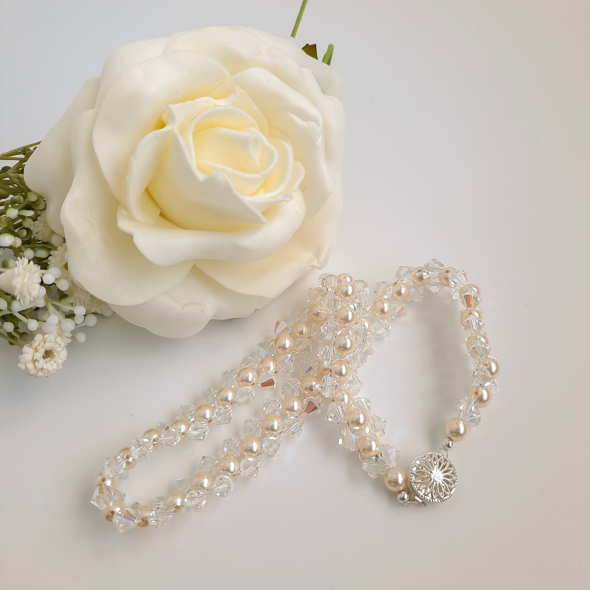 Crystal & Pearl Entwined Choker - Watermeadow Lane Jewellery