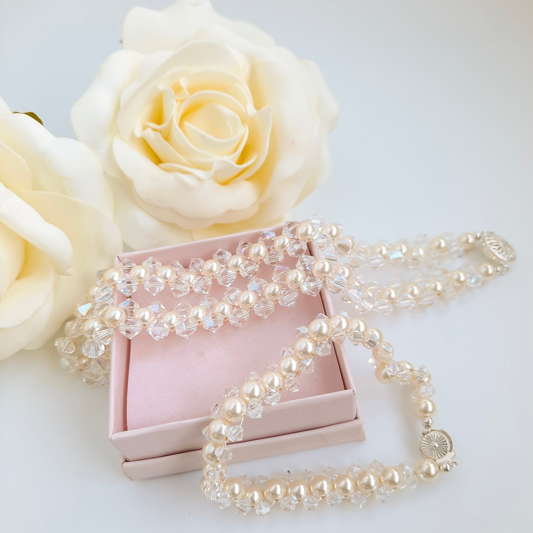 Crystal & Pearl Entwined Choker - Watermeadow Lane Jewellery