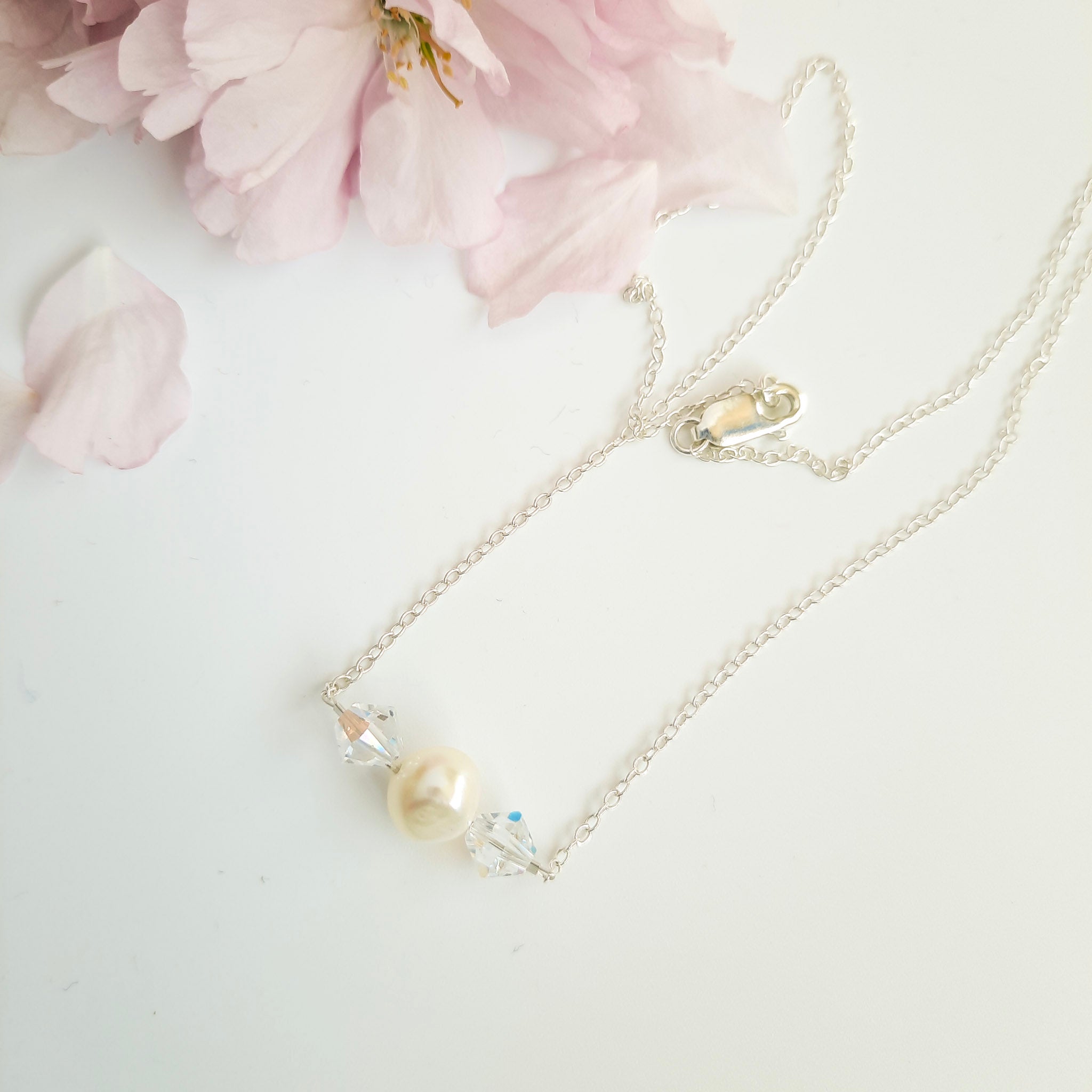Crystal & Pearl Necklace - Watermeadow Lane Jewellery