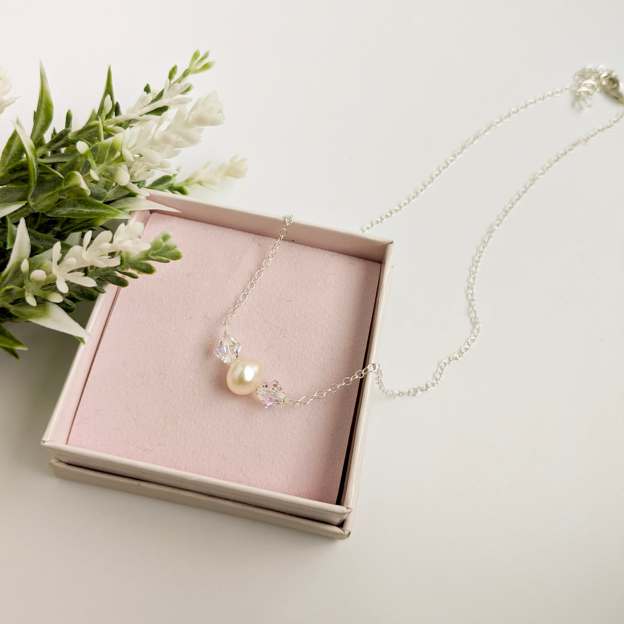 Crystal & Pearl Necklace - Watermeadow Lane Jewellery