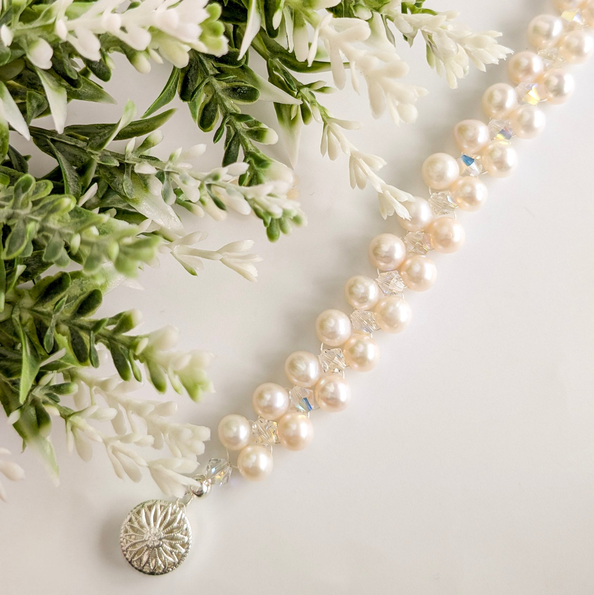 Double Pearl & Crystal Bracelet - Watermeadow Lane Jewellery