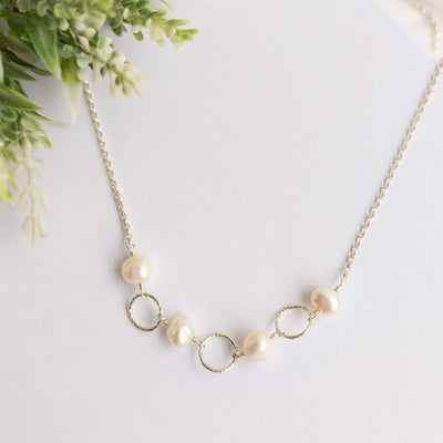 Pearl & Ring Sterling Silver Necklace